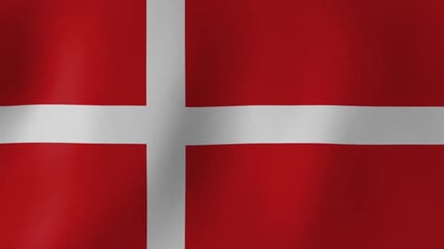 Waving Denmark Flag Realistic Fabric Loop Animation