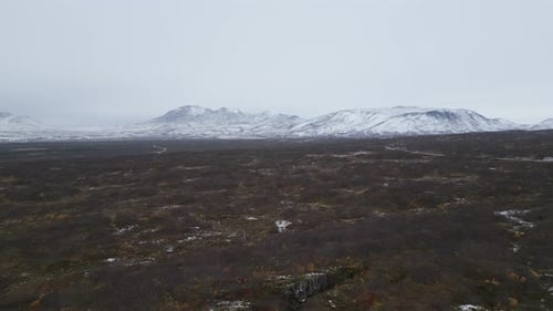 Snow on mountain near Thingvellir, Iceland