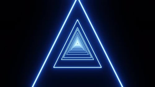Neon Triangle Shape Glow Tunnel - VJ Loop Animation
