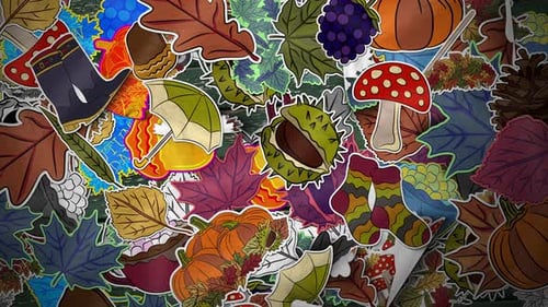 Animated Autumn Fall Season Decorative Sticker Elements
