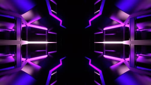 Purple Neon Mirrored Sci Fi Corridor Background Vj Loop In 4K