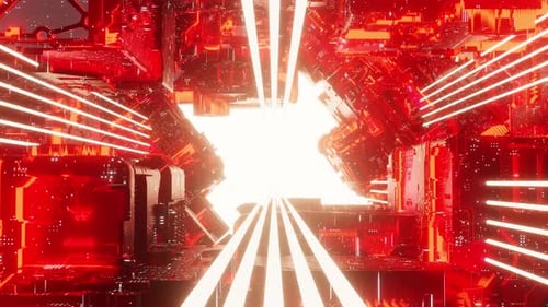 Glowing Corridor of Futuristic Spaceship