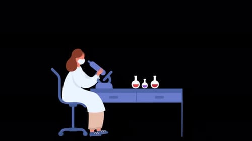 Doctor Working In Laboratory Doing Research With Microscope 4K On Alpha Channel