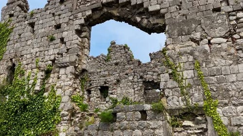 Slowmotion Video of the Ruins of the Bar Old City or Stari Grad