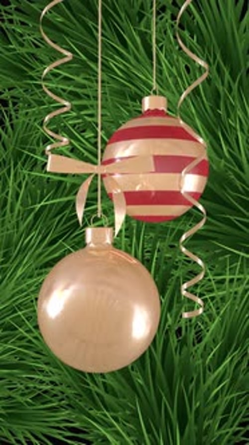 Decorative Christmas Ornaments with Pine Needles Animation