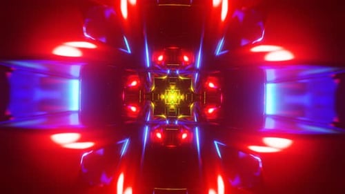 Abstract Neon Glowing Light Tunnel Motion Background