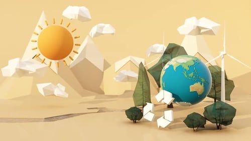 Geometric Earth and Sustainable Energy Landscape Animation