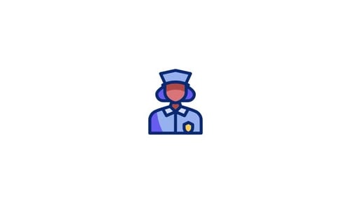 Animated Flat Design Police Officer Icon