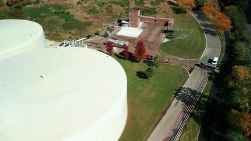 Aerial View of Industrial Facility and Firehouse