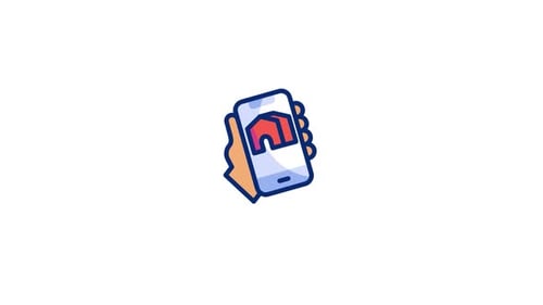 Minimalist App Icon Animation: Hand Holding Smartphone with House