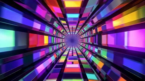 Colorful Geometric Square Pattern Motion Tunnel