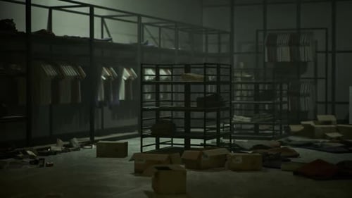 Scene Depicting Stockroom Staff Tagging Products Amid Scattered Supplies