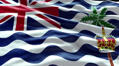 4K-Rendervideo des britischen Territoriums im Indischen Ozean, das im Wind weht Britisch-Indien
