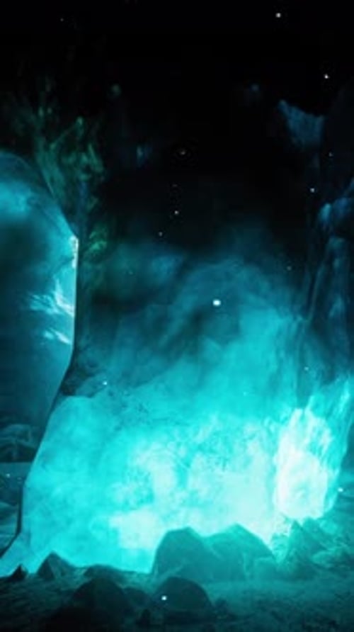 Beautiful Ice Cave Interior at Glacier National Park