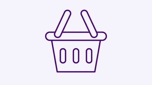 Flat Design Animated Shopping Basket Line Icon