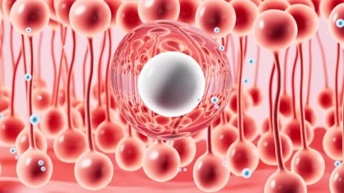 3D Animated Cell with Nucleus and Absorbing Molecules