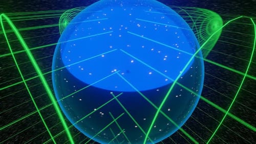 Abstract Sphere with Pulsating Neon Light Beams
