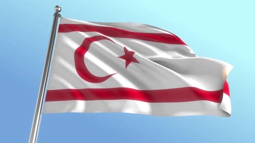 Northern Cyprus Flag Waving in Realistic 3D Animation