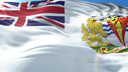 Realistic British Antarctic Territory Flag Waving in the Wind