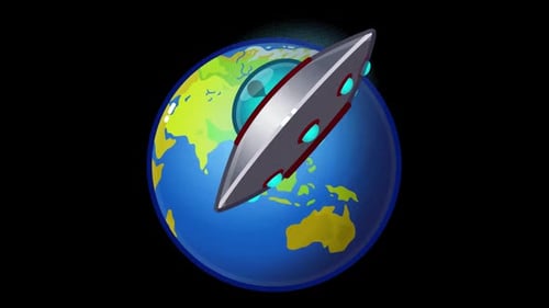 Animated UFO Flying Around Planet Earth