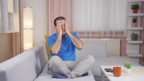 Frustrated man gets angry.