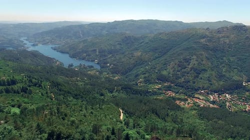Cinematic Mountain River Aerial View