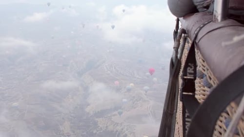 Vista de globo aerostático en cesta aerostática