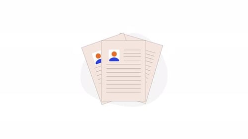Flat Design Resume Documents Stacking Animation