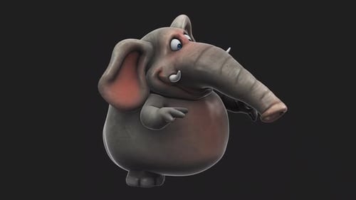 Fun 3D cartoon elephant talking (with alpha channel)