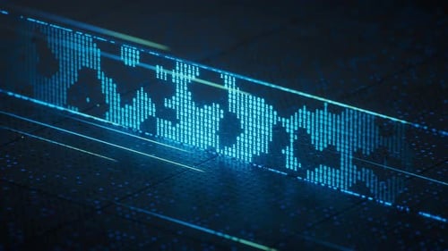 Placa de circuito de tecnologia com dados binários brilhantes