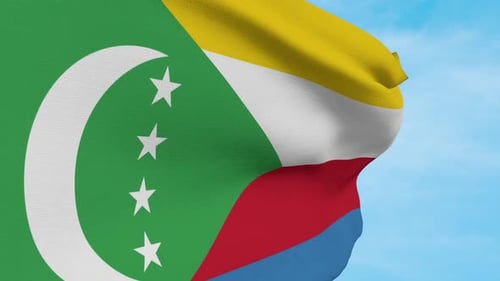 Realistic Comoros Flag Waving Loop