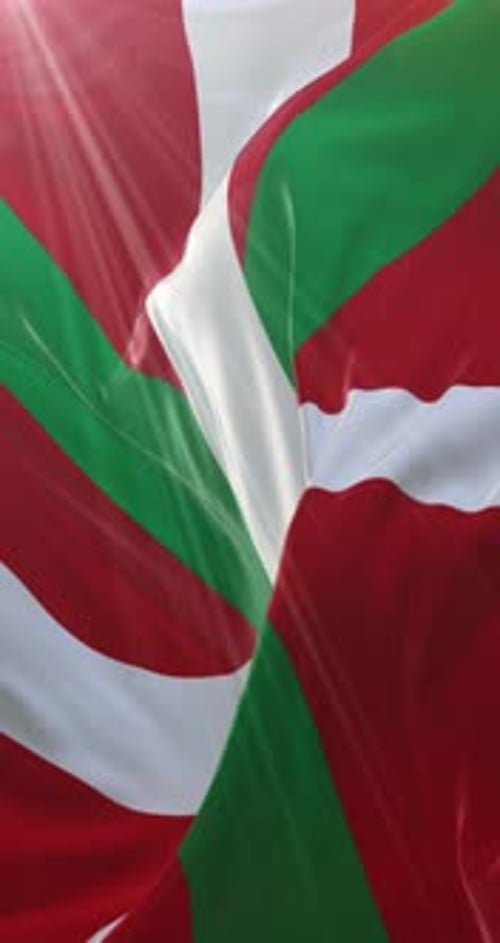 Basque Flag Waving Gracefully in Bright Sunlight