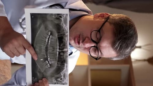 Doctor Examining Dental X-ray Image