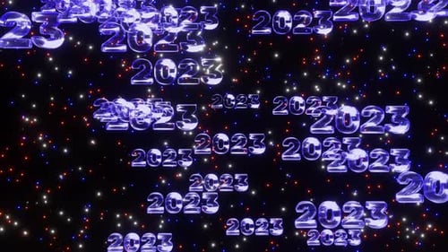 Futuristic 2023 New Year Celebration with Glowing Numbers