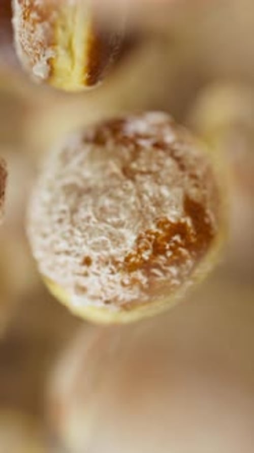 Animation of a group of donuts. Defocus. Close-up.