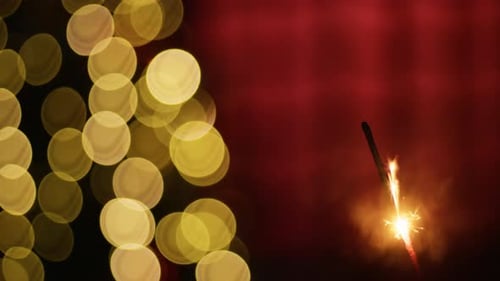 Close Up Footage of a Festive Burning Sparkler