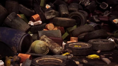 A Disordered Heap of Discarded Tires and Waste Materials in an Urban Setting