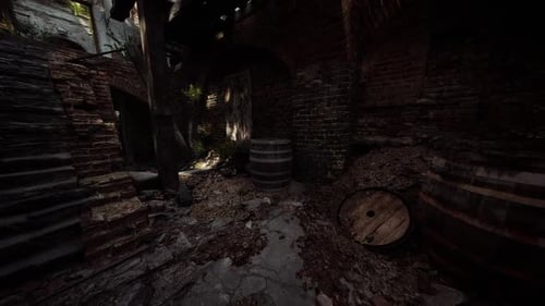 Animated Dynamic Light Scan in Abandoned Medieval Cellar