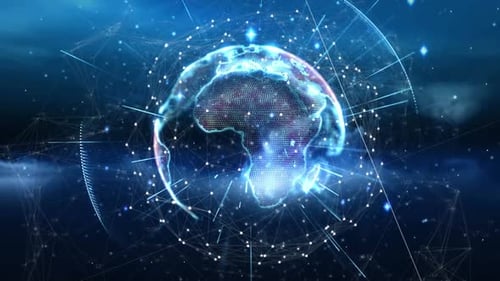 Digital Globe Network Connections with 5G Technology Animation