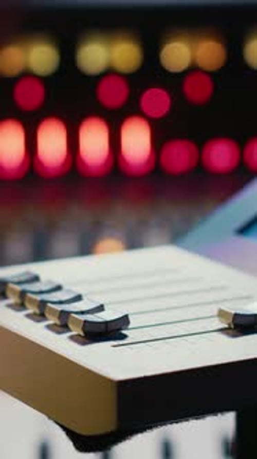 Person Adjusting Audio Levels on Sound Board