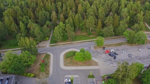 Beautiful township of Sigulda in Latvia, aerial drone view