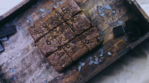 Brownie Squares Overhead on a Tray
