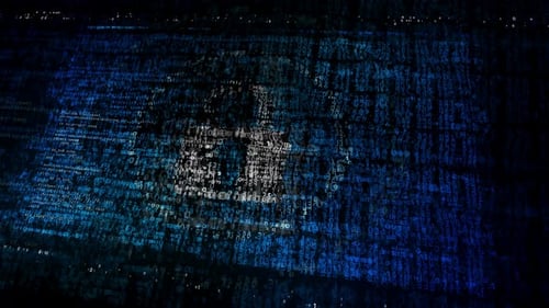 Drapeau de cybersécurité agité avec code de sécurité