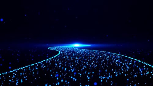 4K Dreamy And Beautiful Blue Particle River