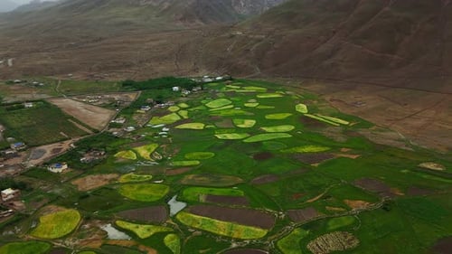 Mountain Farmland Fields in Tibet Aerial