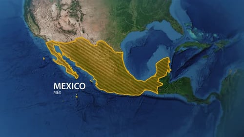 Fronteras del país de México en el mapa