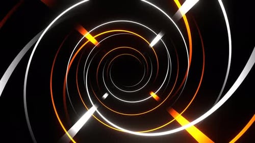 White And Orange Moving Fronted Neon Lines Background Vj Loop In 4K