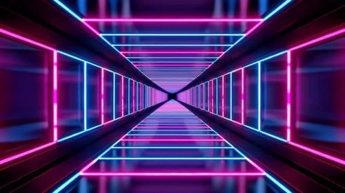 Cyberpunk Neon Geometric Tunnel VJ Loop Motion Background