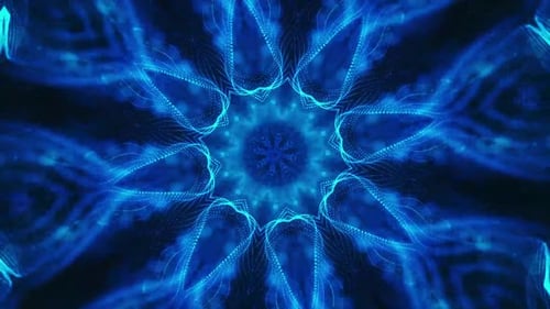 Abstract Blue Digital Particle Kaleidoscope Loop Background