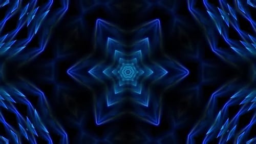 Dynamic Abstract Kaleidoscope of Glowing Blue Purple Light